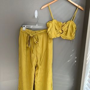 Chartreuse Crop Top & Pants Set